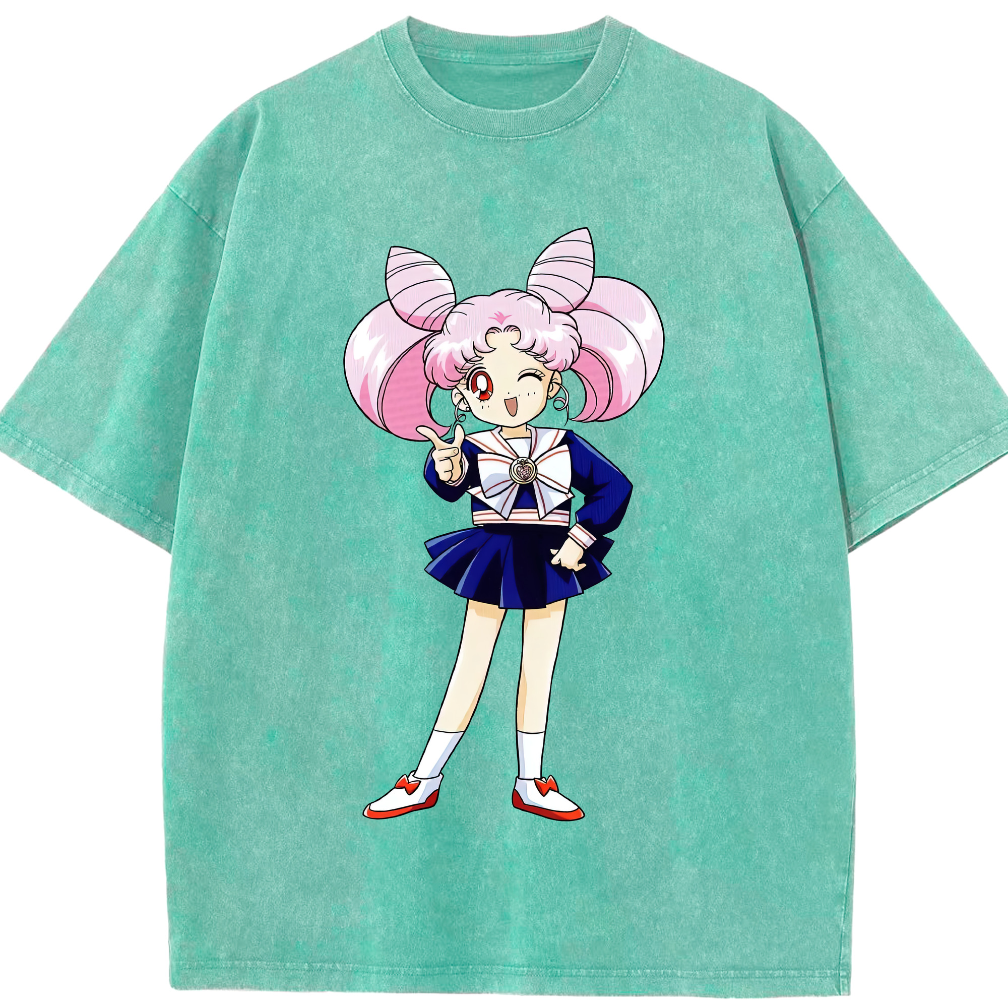 （画像用） 美少女戦士セーラームーン ちびうさ Sailor Moon Chibiusa Tsukino Usagi Small Lady Serenity 綿100% ヴィンテージ風 半袖Tシャツ（フロントプリント）